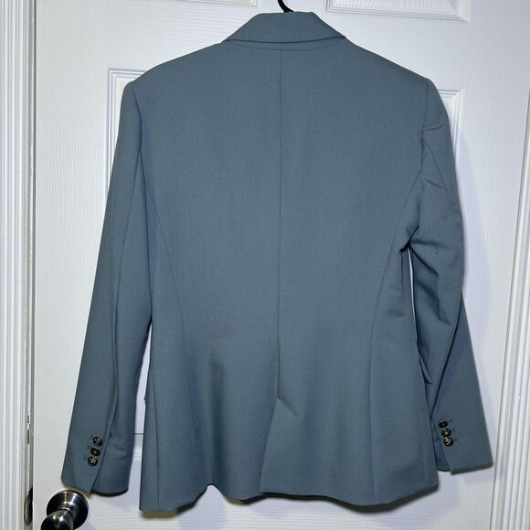 Zara Blazer Women's Medium Blue Double Breasted Gold Button Lined Jacket Career - Picture 9 of 9